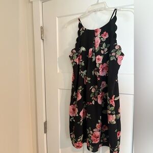 Iz Byer Black and Pink Floral Mini Dress